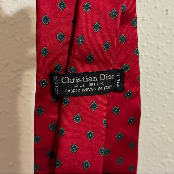 Christian Dior Vintage Italian Silk Red Tie - Picture 3 of 9
